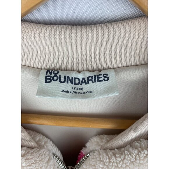 No Boundaries L Faux Fur Heart Print Zip-Up Jacket - Picture 5 of 6